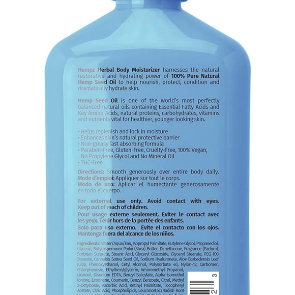 HEMPZ Ocean Breeze Herbal Body Moisturizer with Hyaluronic Acid NEW SEALED 17oz - Picture 3 of 6